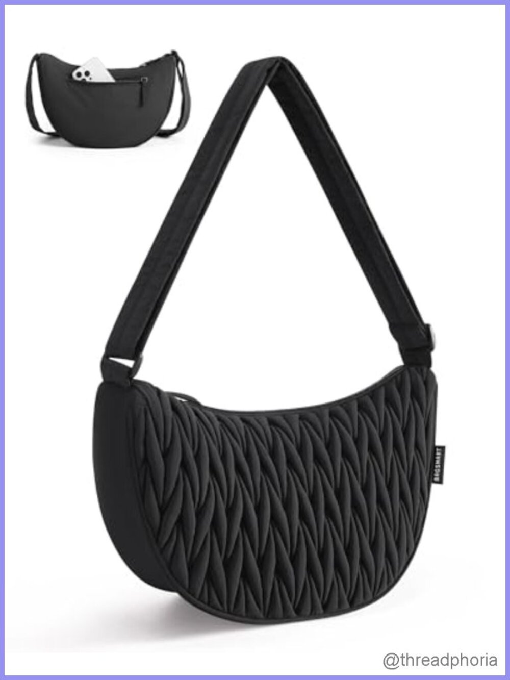 Quilted Crossbody Hobo Bag with Adjustable Strap and Pockets for Women Men